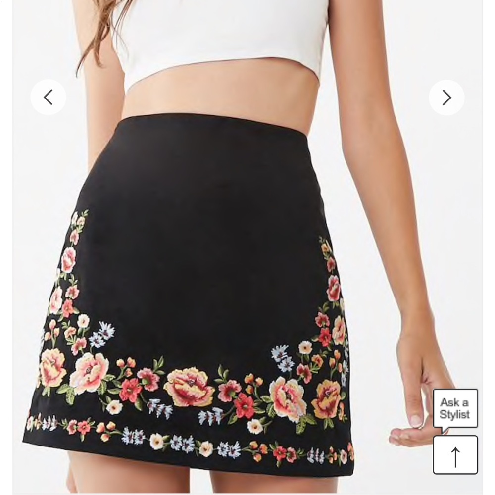 Forever 21 Black Floral Skirt